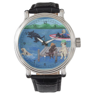 Lake Fun Labradors Painting Watch