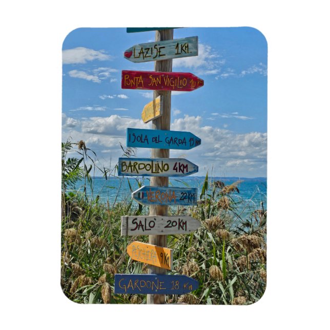 Lake Garda directions sign view fridge magnet (Vertical)