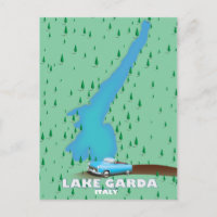Lake Garda Italy travel poster map