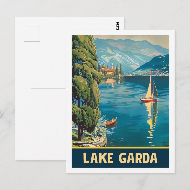 Lake Garda Italy Vintage Famous Travel Place  Postcard (Front/Back)
