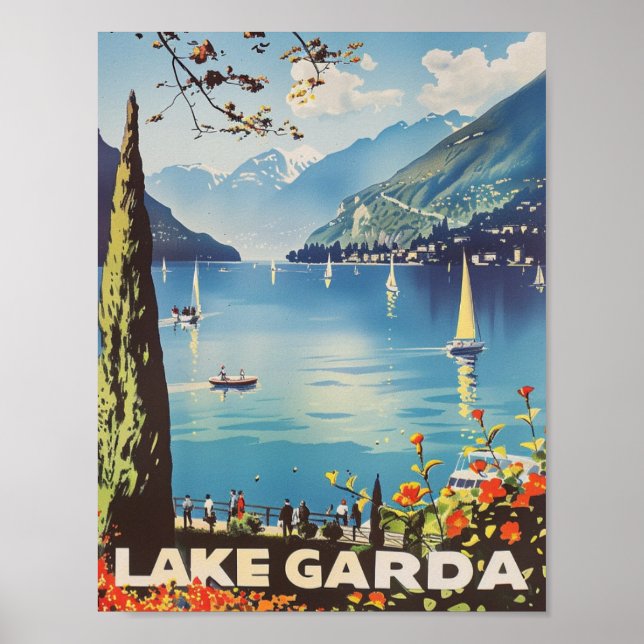 Lake Garda Italy Vintage Famous Travel Place  Poster (Front)