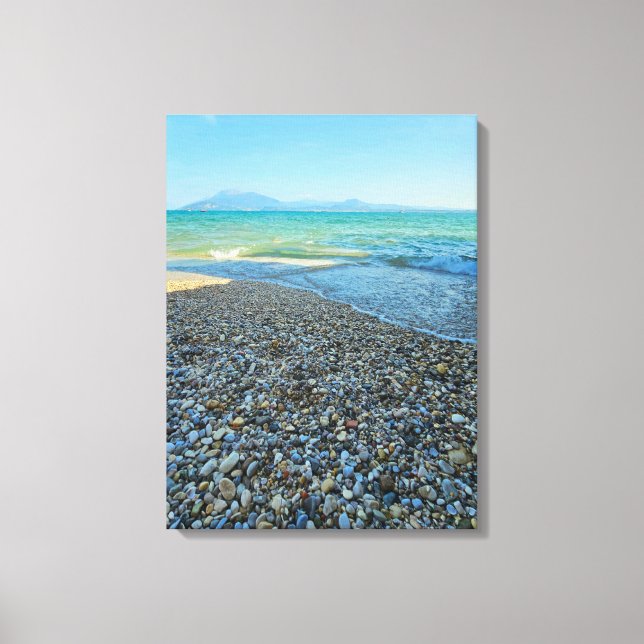 Lake Garda pebbled beach view canvas print (Front)