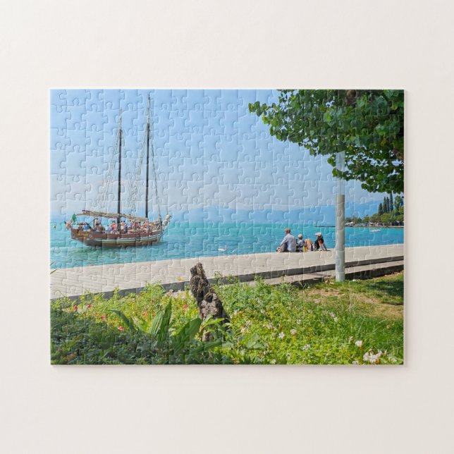 Lake Garda sailing boat view puzzle (Horizontal)
