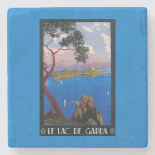 Lake Garda Travel Promotional Poster Stone Coaster