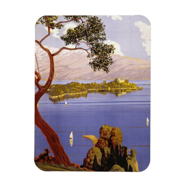 Lake Garda Vintage Travel Poster Magnet (Vertical)