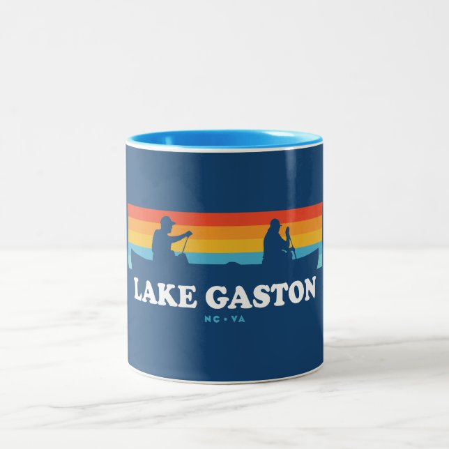 Lake Gaston North Carolina Virginia Canoe Two-Tone Coffee Mug (Center)