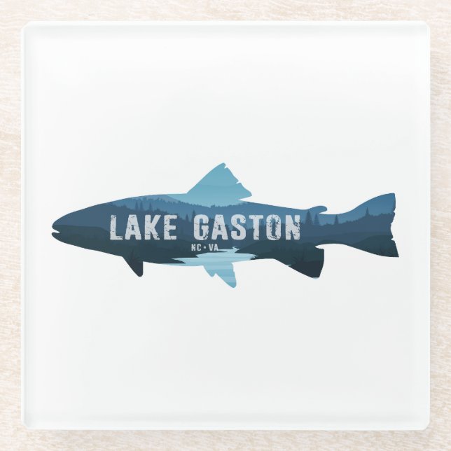 Lake Gaston North Carolina Virginia Fish Glass Coaster (Front)