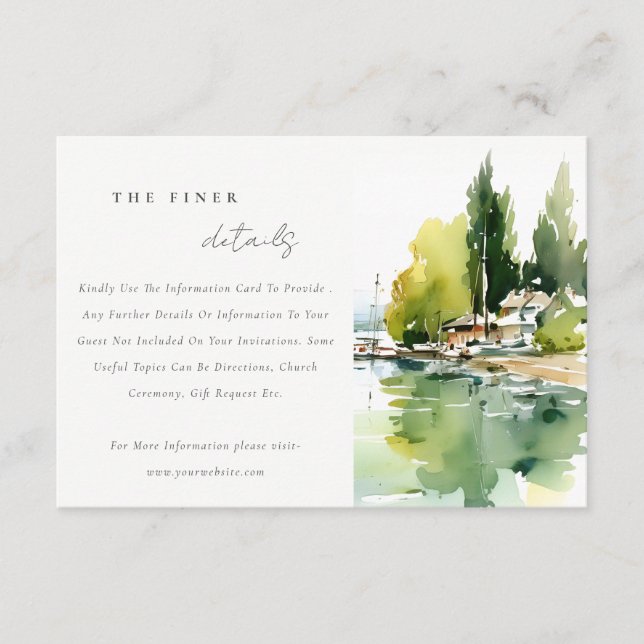 Lake Geneva Switzerland Landscape Wedding Detail Enclosure Card (Front)