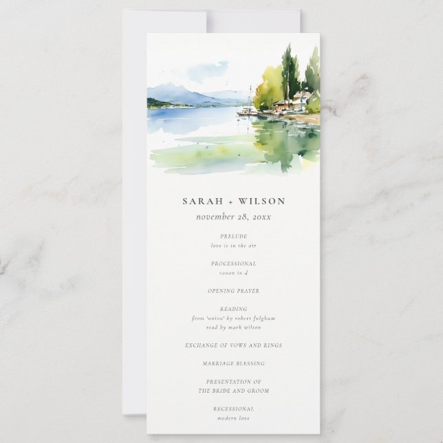 Lake Geneva Switzerland Landscape Wedding Program Invitation (Front)