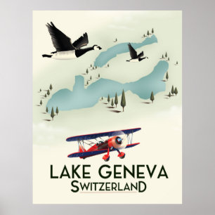lake geneva switzerland Travel poster