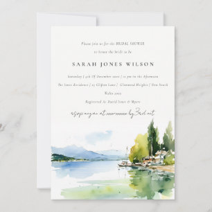 Lake Geneva Switzerland Watercolor Bridal Shower Invitation