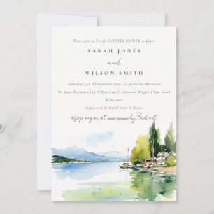 Lake Geneva Switzerland Watercolor Couples Shower Invitation