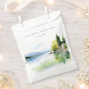 Lake Geneva Switzerland Watercolor Scape Wedding Favour Bags