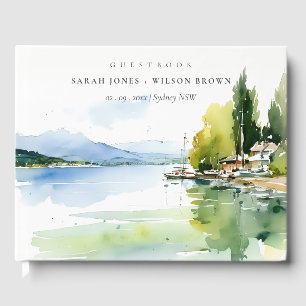 Lake Geneva Switzerland Watercolor Scape Wedding Guest Book