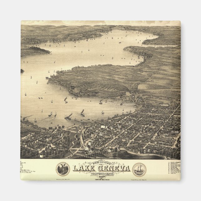 Lake Geneva Vintage Map Magnet (Front)