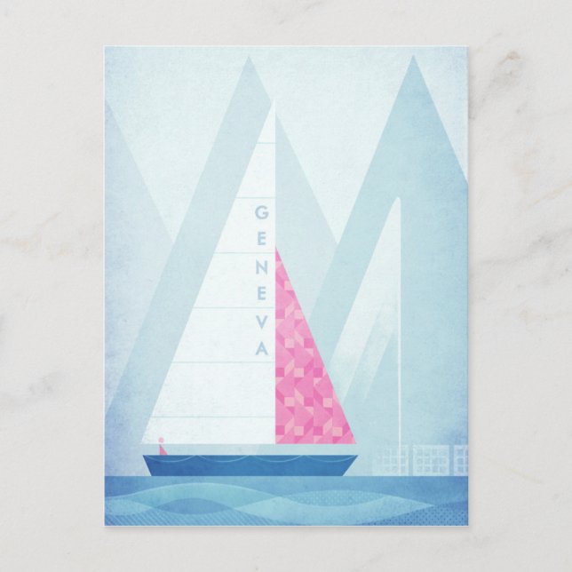 Lake Geneva  Vintage Travel Poster - Art Postcard (Front)