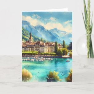 Lake Geneva Watercolor Greeting Card