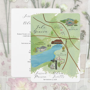 Lake Geneva Wedding Weekend Map Details Card