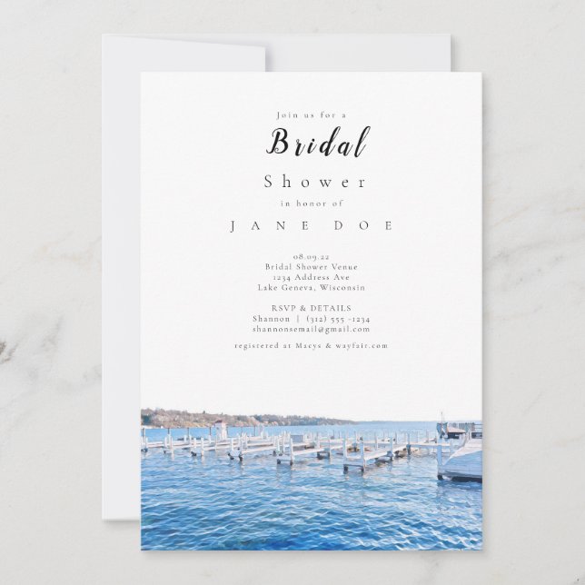 Lake Geneva Wisconsin Bridal Shower Invitation (Front)