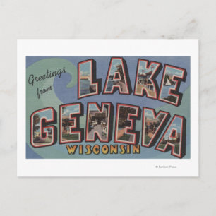 Lake Geneva, Wisconsin - Large Letter Scenes Postcard