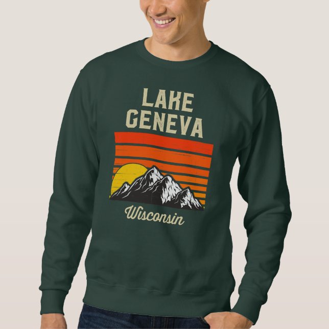 Lake Geneva Wisconsin Retro City State USA  Sweatshirt (Front)