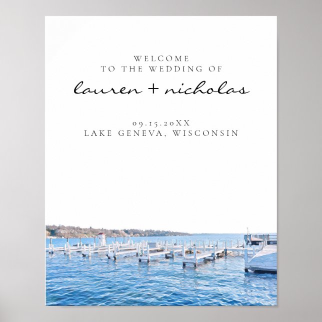 Lake Geneva Wisconsin Wedding Welcome Sign (Front)