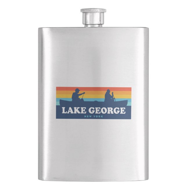 Lake George, New York Canoe Hip Flask (Front)