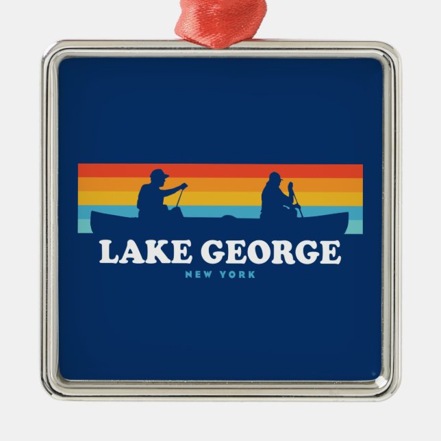 Lake George, New York Canoe Metal Tree Decoration (Front)