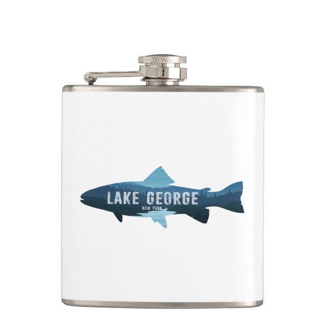 Lake George New York Fish Hip Flask (Front)