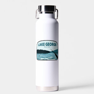 Lake George New York Fishing Rod Water Bottle