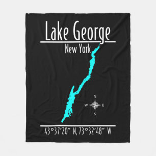 Lake George New York Map Fleece Blanket