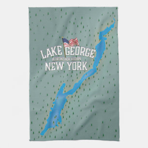 Lake George New York Map Tea Towel