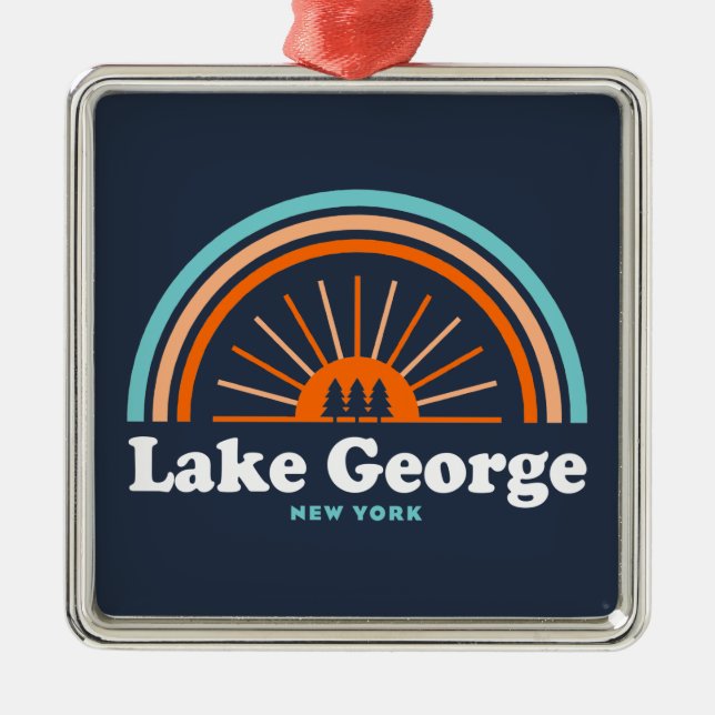 Lake George, New York Rainbow Metal Tree Decoration (Front)