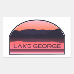 Lake George New York Red Sunrise Rectangular Sticker
