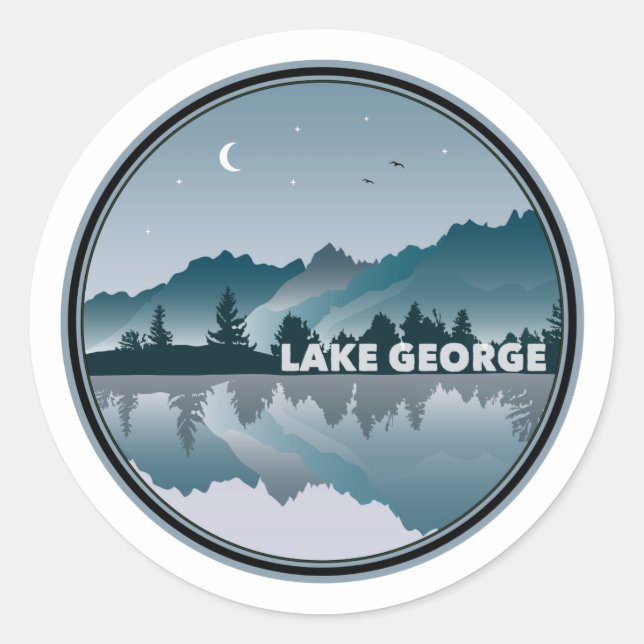 Lake George New York Reflection Classic Round Sticker (Front)