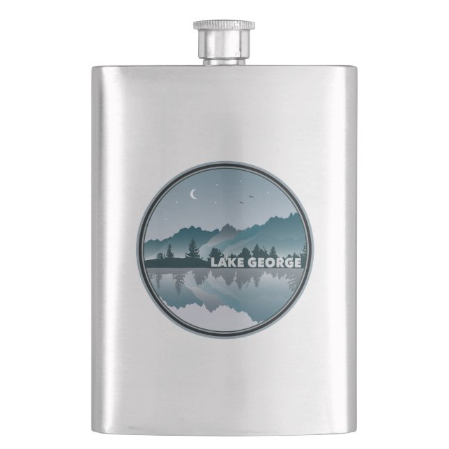 Lake George New York Reflection Hip Flask (Front)