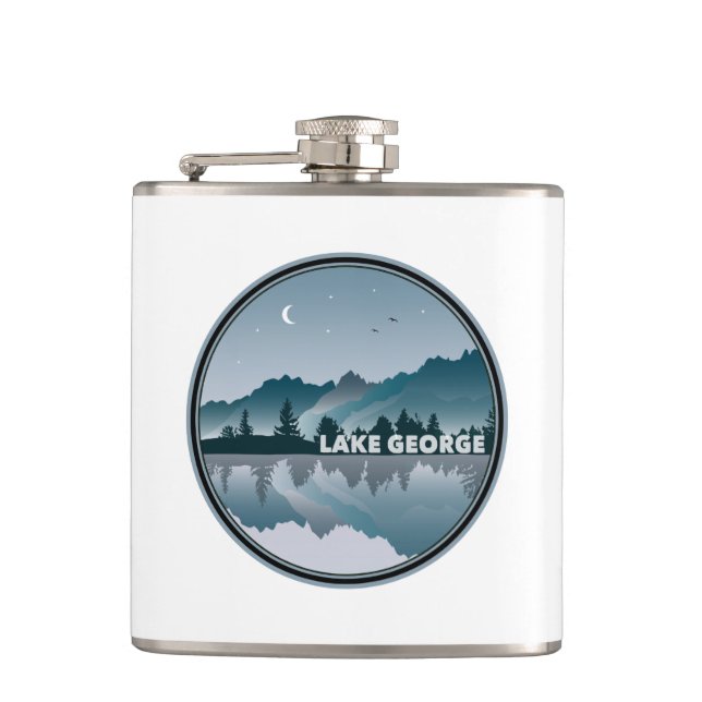 Lake George New York Reflection Hip Flask (Front)