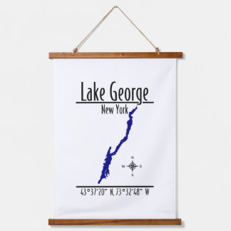 Lake George New York Shoreline Map Coordinates Hanging Tapestry