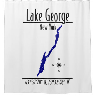 Lake George New York Shoreline Map Coordinates Shower Curtain