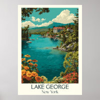 Lake George New York Vintage Adirondack Lake Art