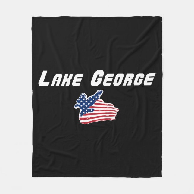 Lake George NY Patriotic Eagle Fleece Blanket (Front)