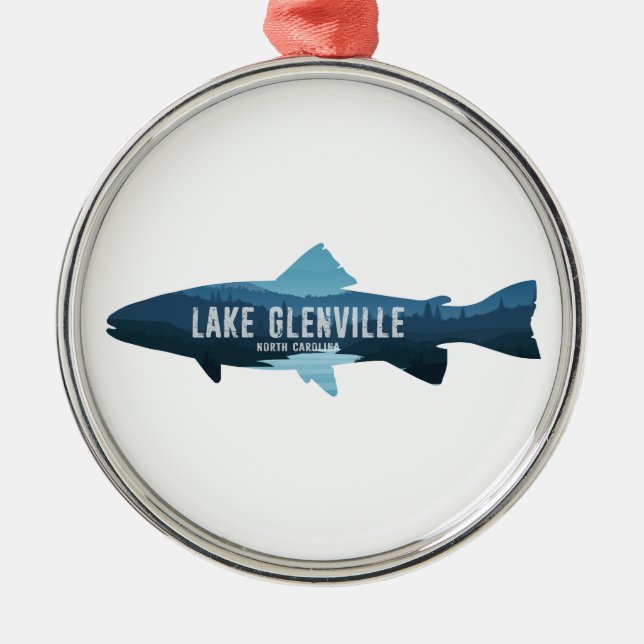 Lake Glenville North Carolina Fish Metal Tree Decoration (Front)