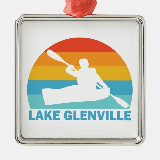Lake Glenville North Carolina Kayak Metal Tree Decoration (Front)