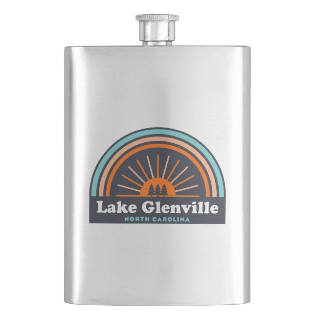 Lake Glenville North Carolina Rainbow Hip Flask (Front)
