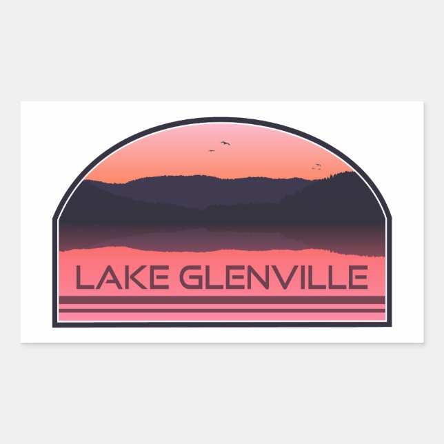 Lake Glenville North Carolina Red Sunrise Rectangular Sticker (Front)