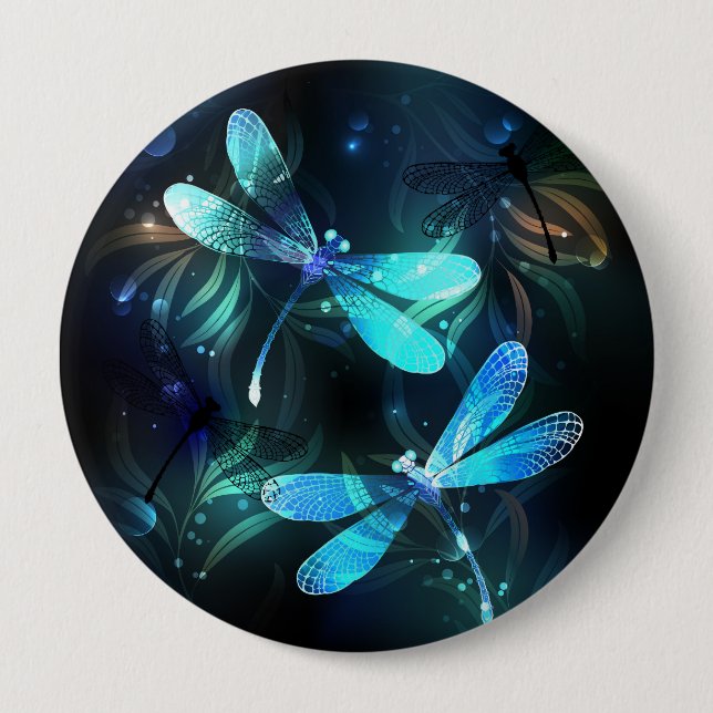 Lake Glowing Dragonflies 10 Cm Round Badge (Front)