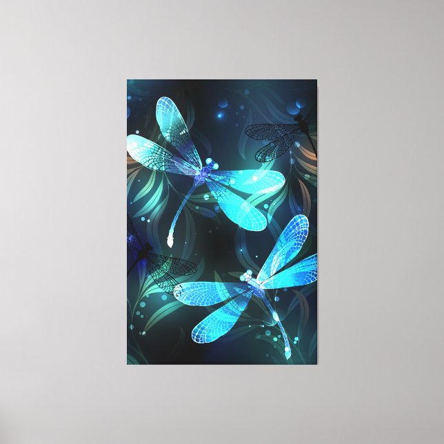 Lake Glowing Dragonflies Canvas Print (Front)