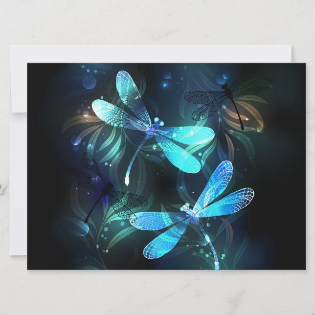 Lake Glowing Dragonflies Card (Front)