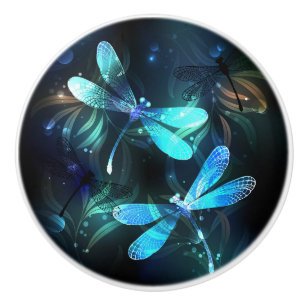 Lake Glowing Dragonflies Ceramic Knob