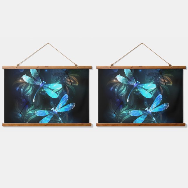 Lake Glowing Dragonflies Hanging Tapestry (Double)